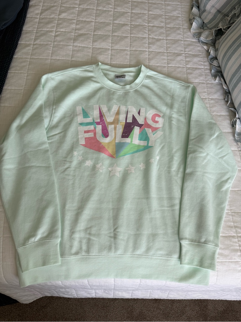 Living Fully Mint Graphic Crewneck Sweatshirt- size L- Mallory Ervin collection